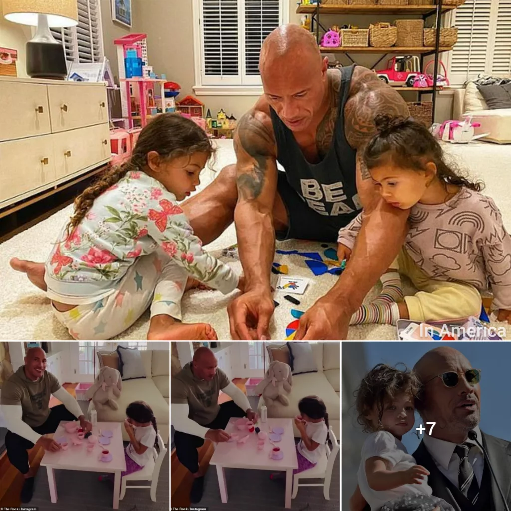 Dwayne ‘The Rock’ Johnson takes sip from tiny pink cup during tea party with four-year-old daughter Tiana