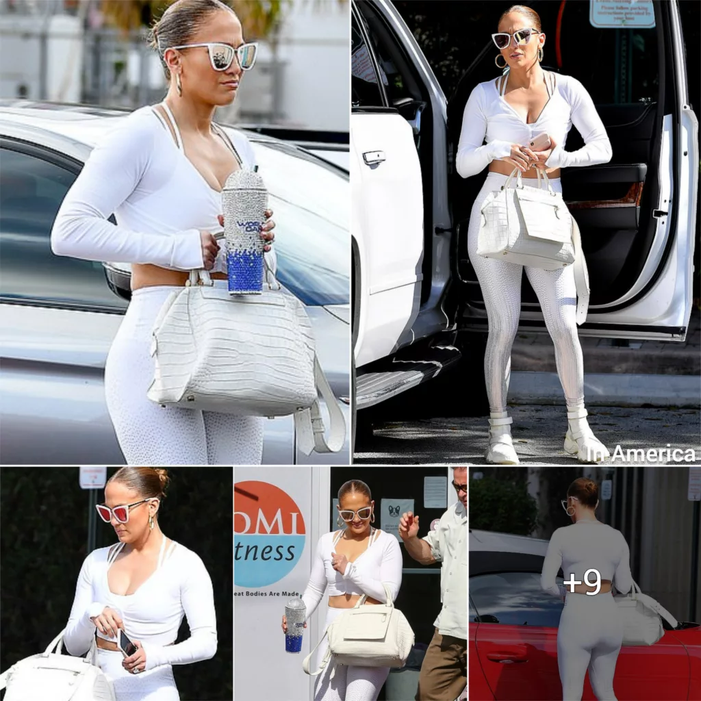 Jennifer Lopez flaunts her stunning curves in figure-hugging white leggings during gym session