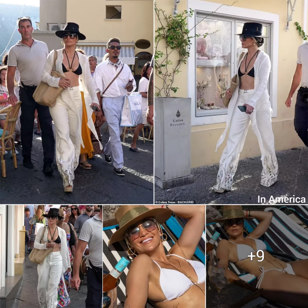 Jennifer Lopez Stepped Out in Capri Casually Wearing a swimsuit as a Shirt